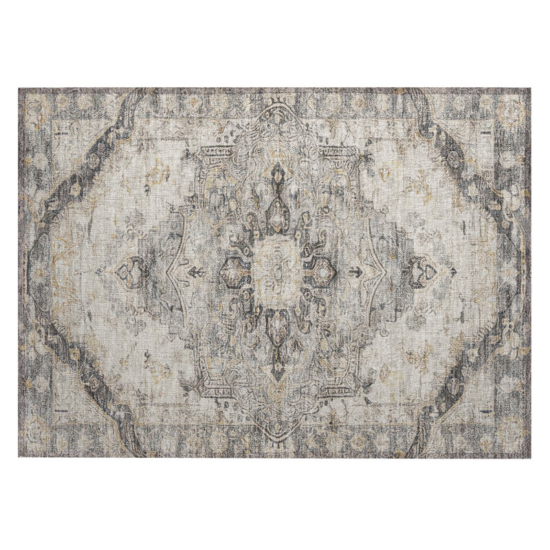 Machine Washable Indoor/Outdoor Chantille ACN2875 Global Rug, 1'8" x 2'6", Silver