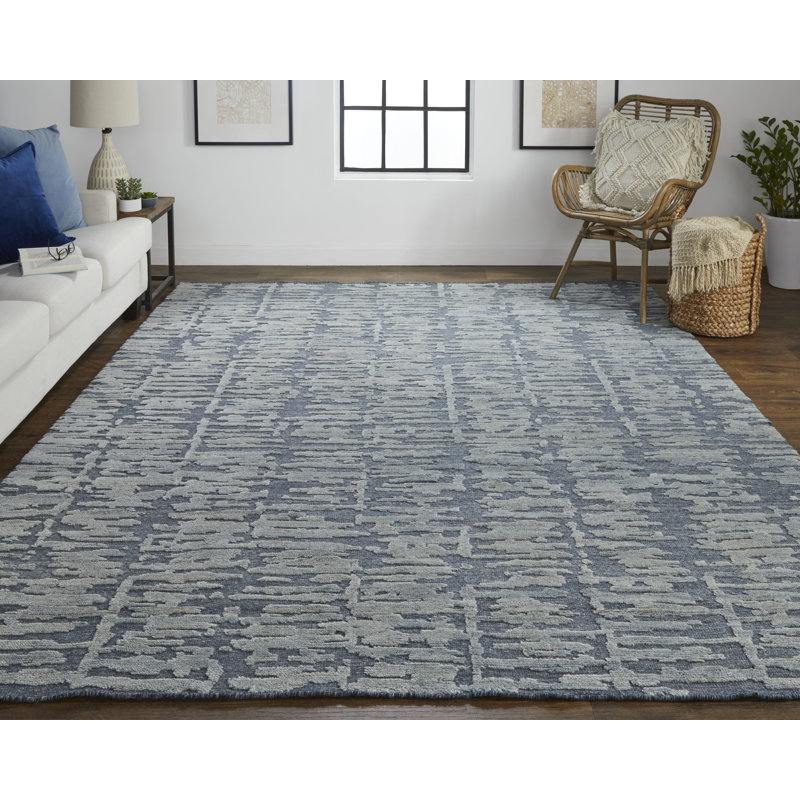 Berwyn Modern Abstract, Blue/Silver/Gray Area Rug, Rectangle 8'6" x 11'6"