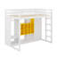 Lit mezzanine simple en bois avec garde-robe, tablettes et armoire-656811552