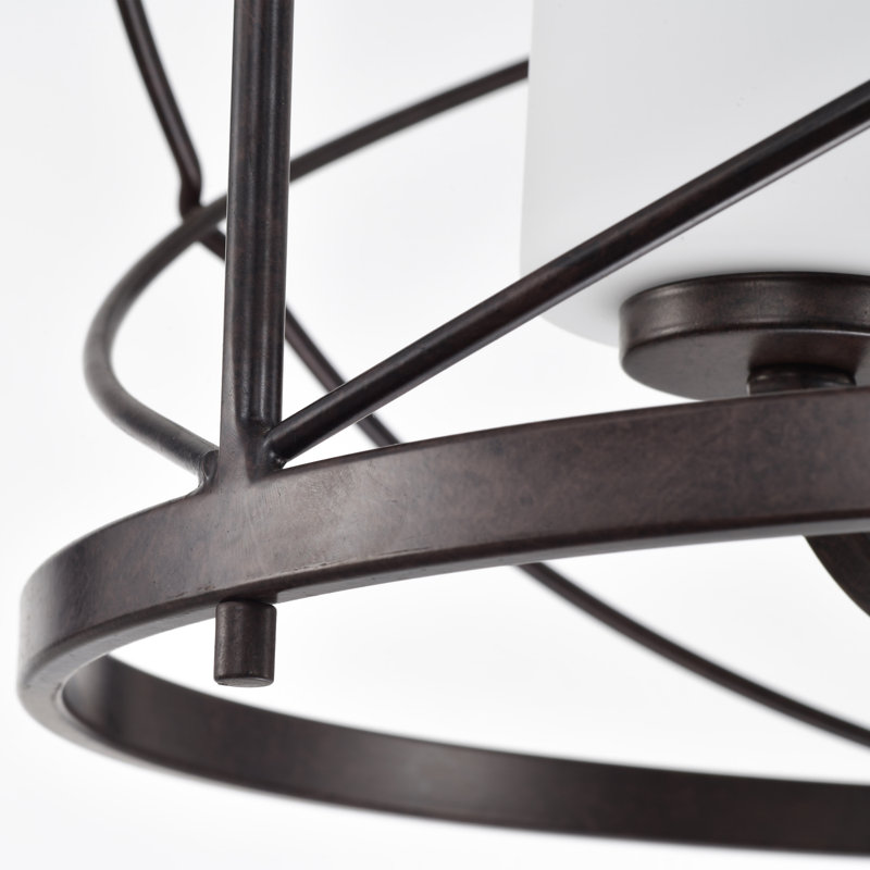 Lustre lanterne en acier et verre 16 lumières l 16 po Gaen, Bronze vieilli