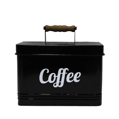 VIP Metal 16.93 in. Black Coffee Container with Lid