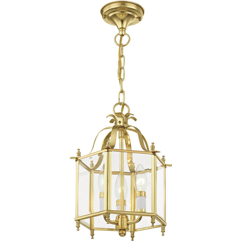 Djamshid 3 - Light Steel Dimmable Cylinder Chandelier, Polished Brass, Clear Beveled Glass