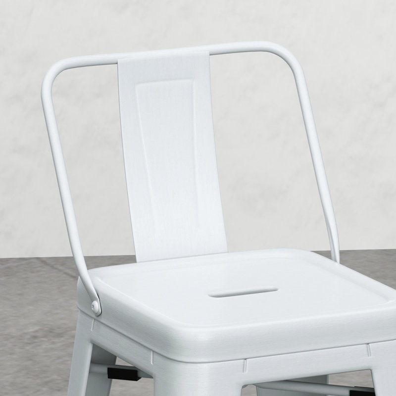 24 tabourets de comptoir en métal 24 (la paire), blanc - conception avec dossiers et repose-pieds incurvés pour un confort imbattable