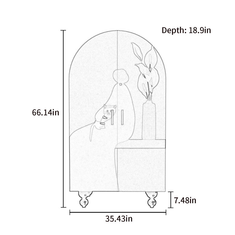Armoire arquée avec tablettes et portes