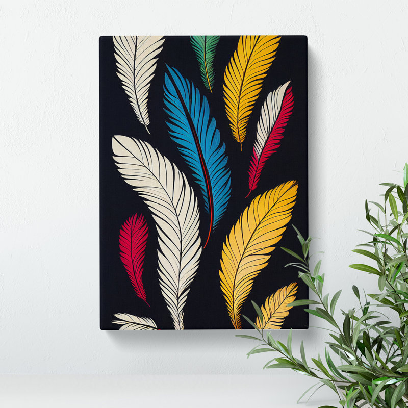 Retro Feathers No.5 - Wrapped Canvas, 50cm H x 35cm W x 3cm D