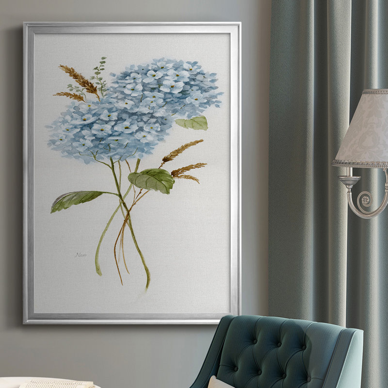 " Petite Blue Hydrangea I ", Silver, 30.5" H x 22.5" W x 1" D