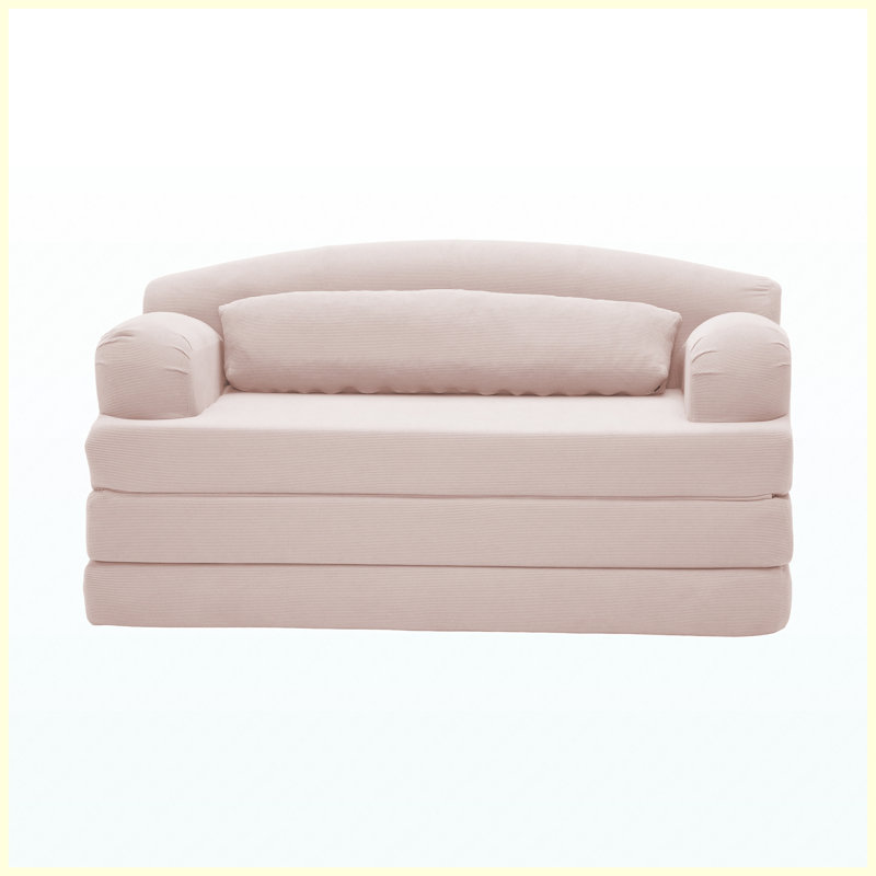 Causeuse convertible 2 places en velours côtelé Canapé-lit futon convertible (rose)