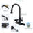 3-in-1 Kitchen Faucet with Press-Type Glass Rinser, High-Arc Pull-Down Sprayer Faucet, 3 Function Spray Mode, Matte Black Finish, for Modern Kitchen Sink-124871850