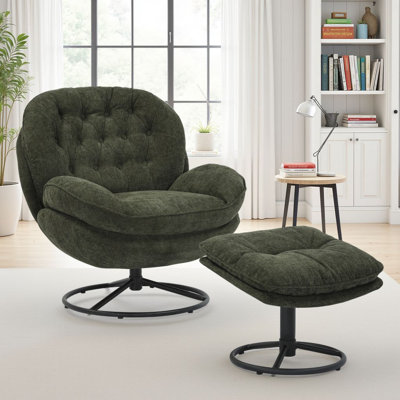 Azura Swivel Accent Chair with Footstool