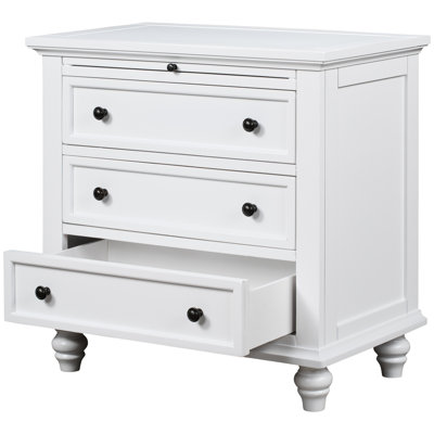 White 3 Storage Cabinet - Construction For Various Rooms In With 3 Drawers End Table Pull Out Tray Living Room