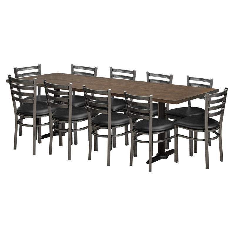 Phoebe Restaurant Furniture by Barn Rectangle 96" L x 36" W Table, Dark Brown, Grey
