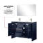 Meuble-lavabo double bleu marine 48 po L 20 po x P 20 po, surface en quartz blanc, robinet en nickel brossé, miroir 43 po et teinté - meuble-lavabo P 48 po, comptoir, grattoir 43 po - fabrication