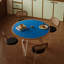 Table de salle à manger bleue ronde en bois massif et manufacturé-700076403