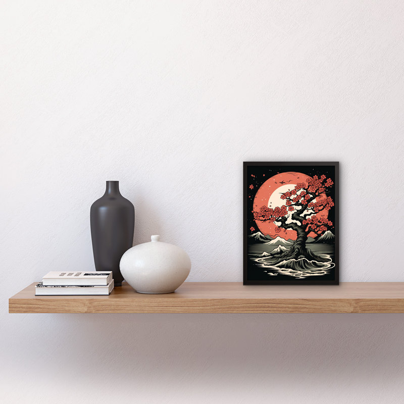 Tannis Japanese Cherry Tree At Sunset Landscape Rockabilly Americana - Single Picture Frame Print