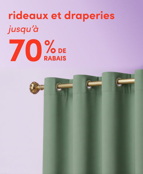 Rideaux et tentures jusqu'à 70 % de rabais.