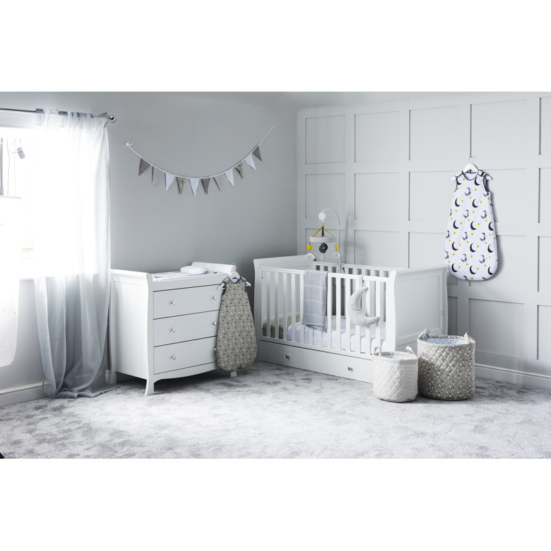 Snowdon 4 in 1 3 Piece Furniture Set and Premium Sprung Mattress - White, Standard