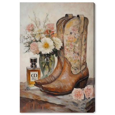 Delicate Floral Boots Canvas Fashion Art Print by 