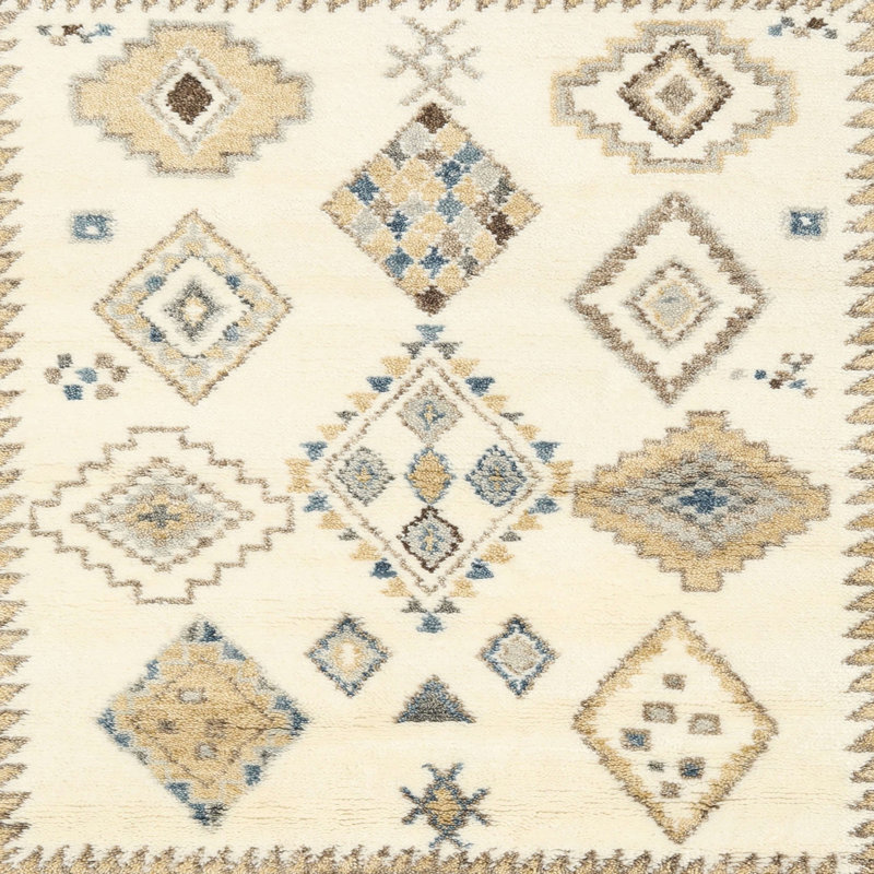 Tapis contemporain beige / jaune, Rectangle 5 pi x 7 pi