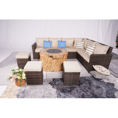Ensemble de conversation pour 8 personnes avec coussins