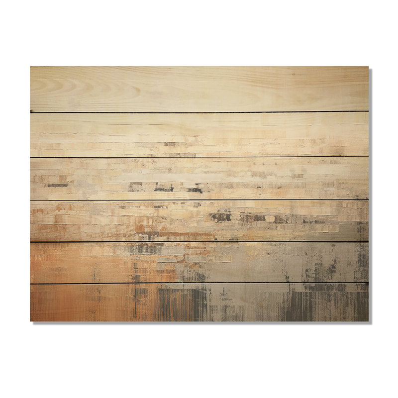 «Darkness Sunrise On Beige Fusion» - lever de soleil, art sur bois de pin naturel, H 24 po x l 32 po
