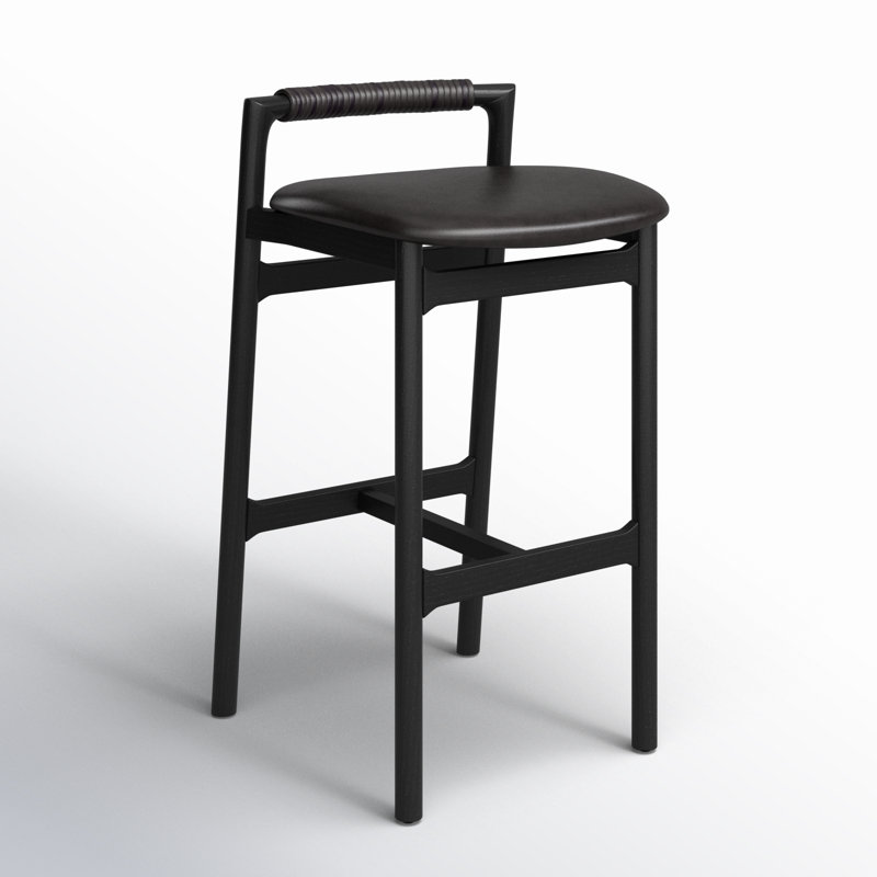 Baden Stool, Bar Stool (30" Seat Height), Sonoma Black/Genuine Leather, Brushed Ebony