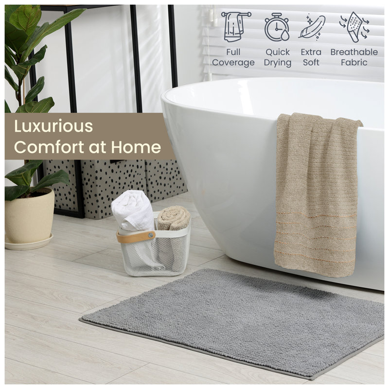 Premium Ribbed Cotton Bathroom Towel Collection, Soft & Plush, Fast Absorbing Hand, Bath Towels & Bath Sheets - 2 Pack