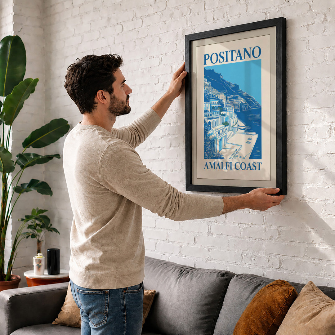 Positano Amalfi Coast Vintage - Framed Print