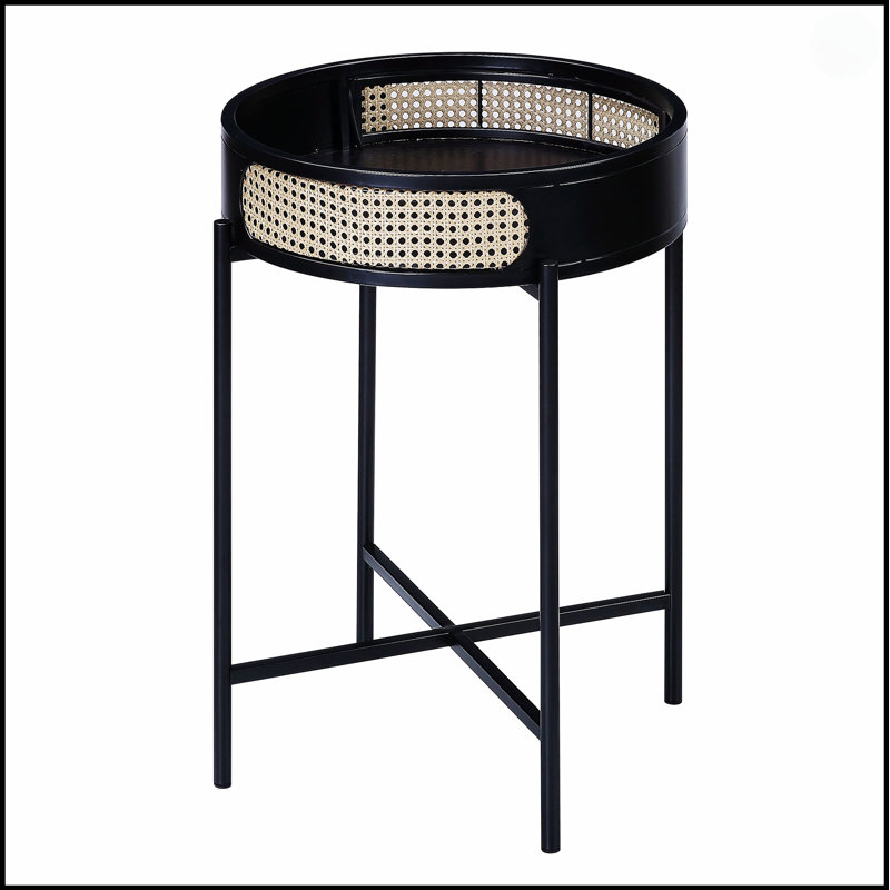 Table de bout noire avec plateau, design moderne et pratique pour des espaces de vie améliorés