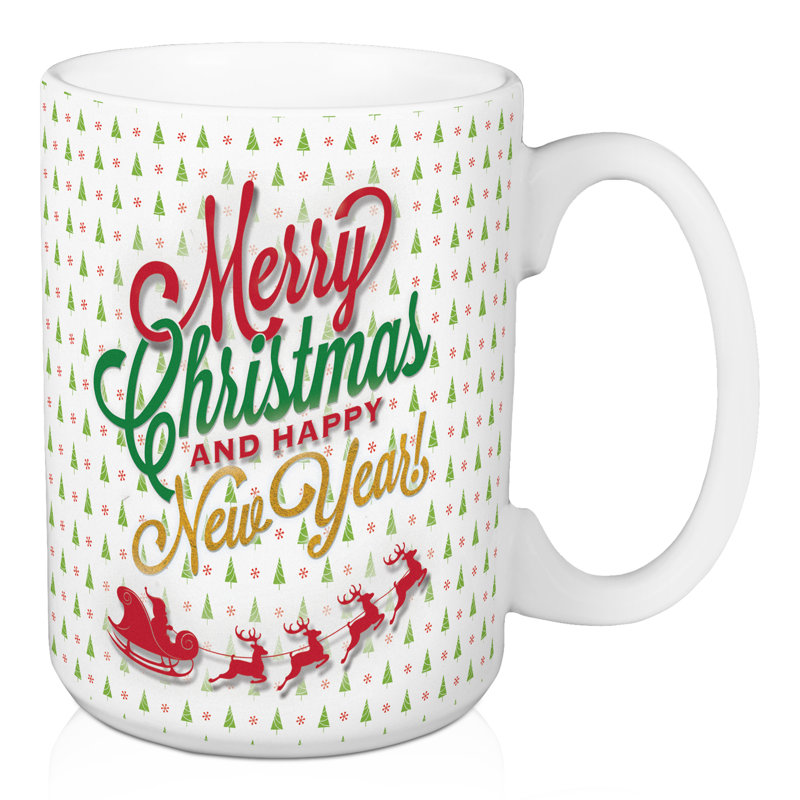 Grande tasse à café merry christmas et happy new year