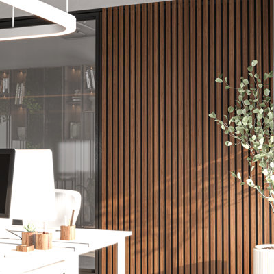 94" L x 24" W Acoustic Wood Wall Panelling, Decorative Soundproof Panels for Walls and Ceilings, 3D Slat Wood Wall Panels