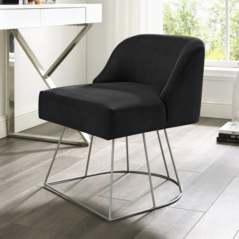 Tabouret de coiffeuse en velours Zena, Noir