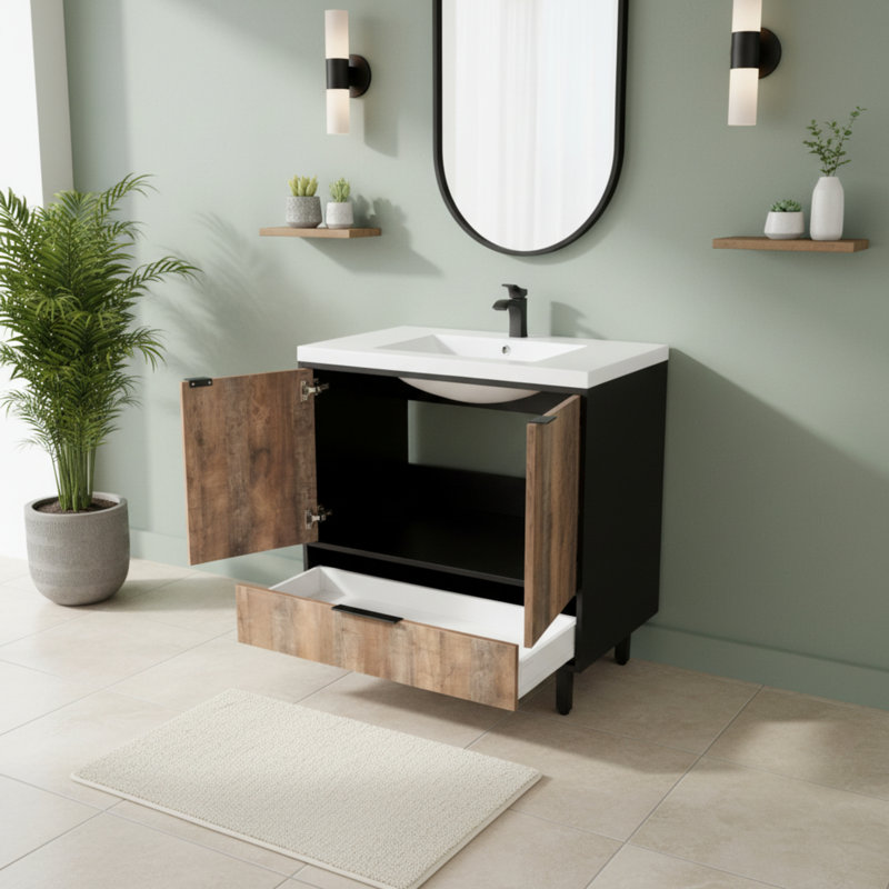 London 30'' Single Bathroom Vanity with Cultured Marble Top