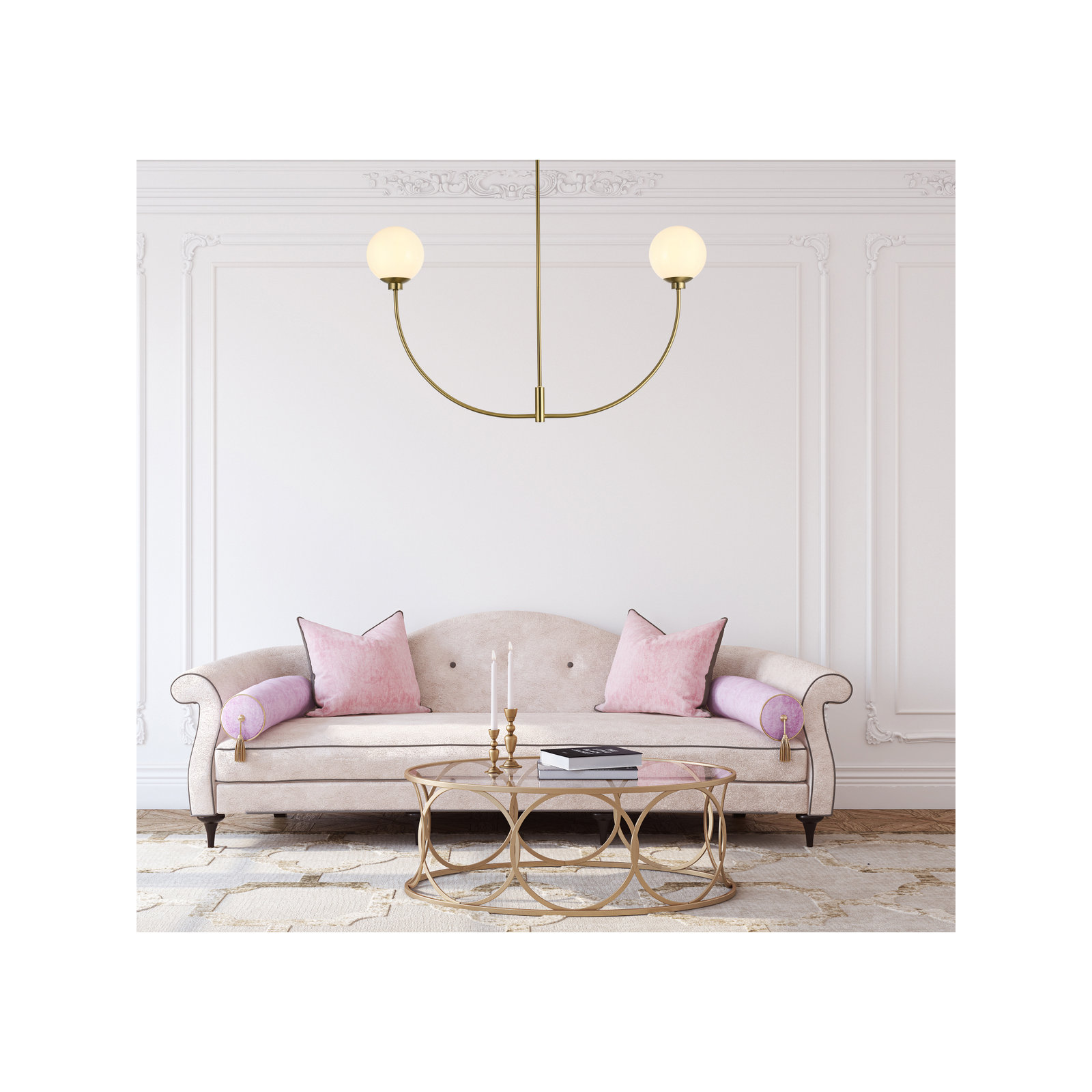 Kyle 2 - Light Metal Chandelier, 24" H x 42" W x 7" D, Satin Gold