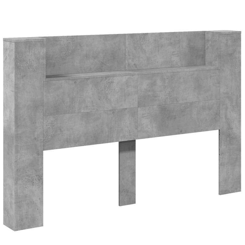 Bookcase Headboard, European Kingsize (160 x 200 cm), Concrete Grey