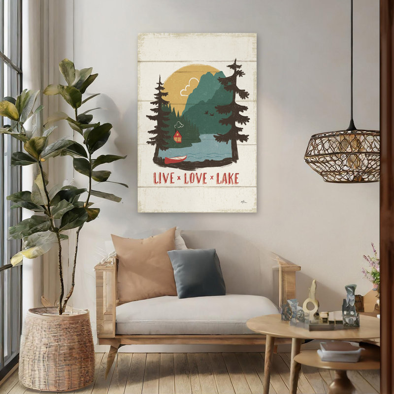 Illustration rétro du lac VII, H 48 po x l 32 po