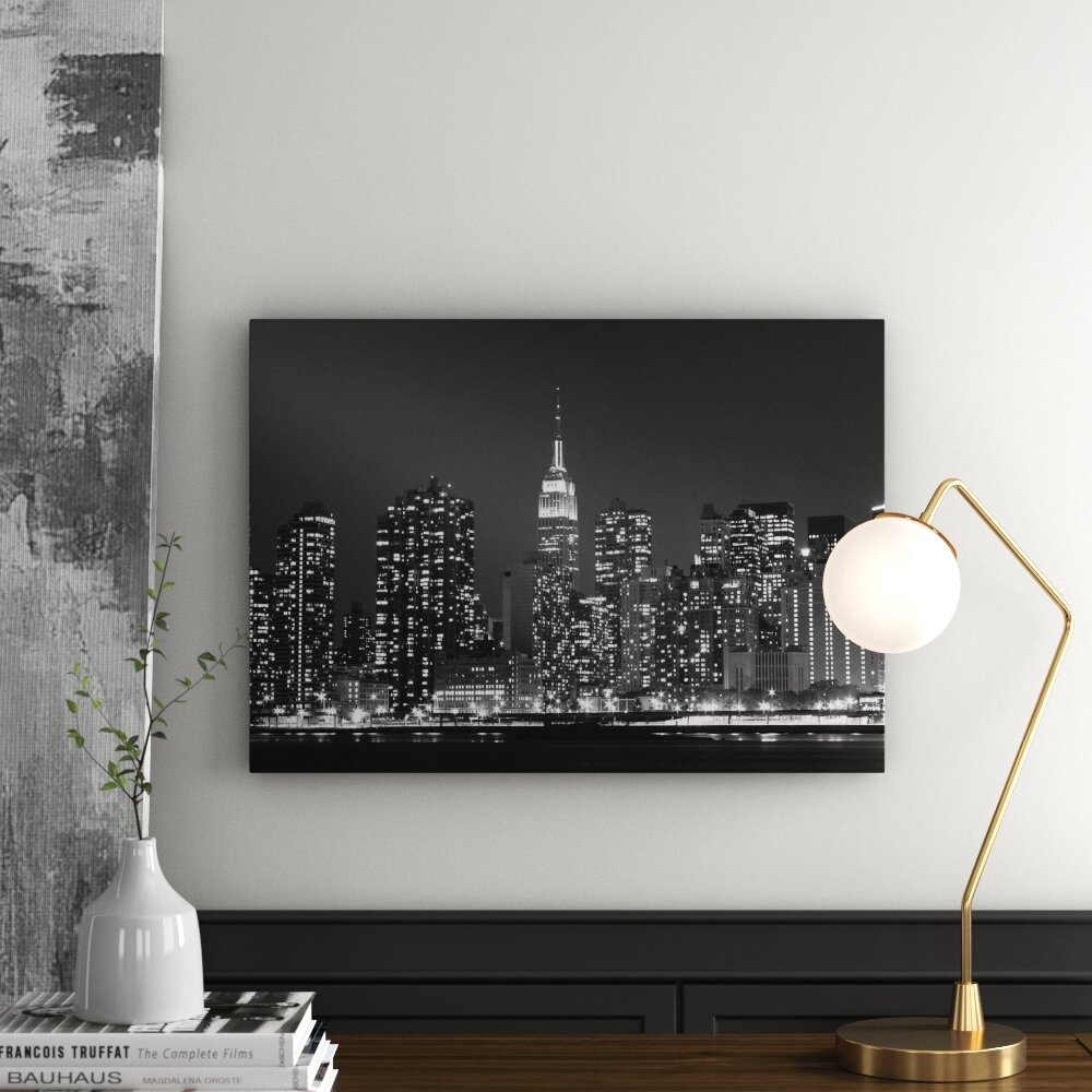 Leinwandbild „Manhattan Skyline bei Nacht“, Fotodruck