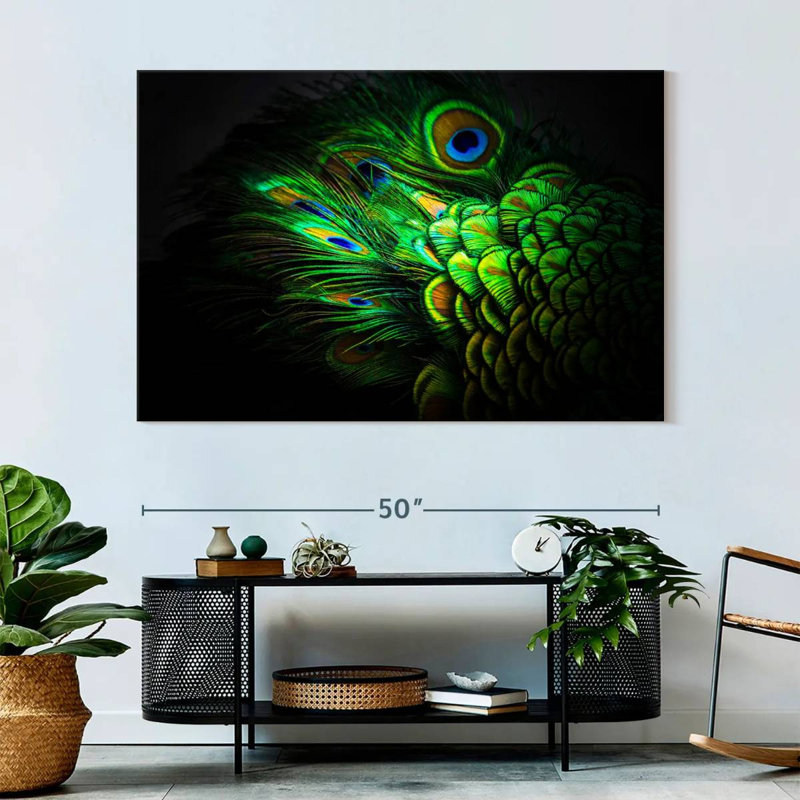Emerald Peacock Feather, 34" H x 51" W