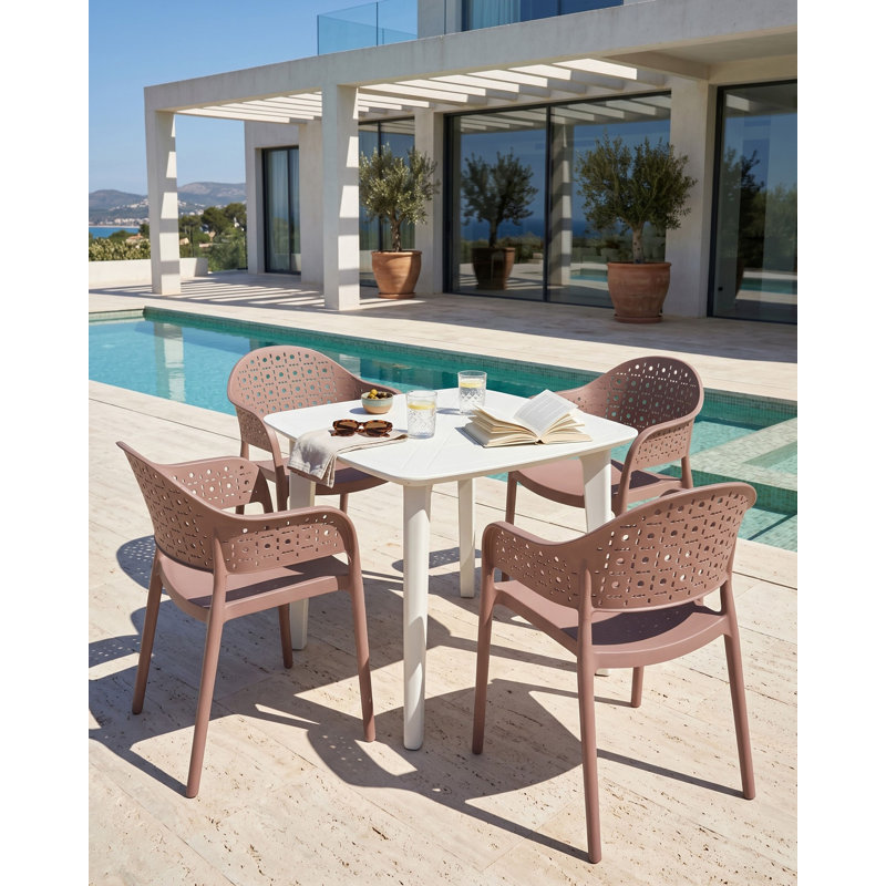 Stackable Outdoor Patio Dining Armchair, Brown