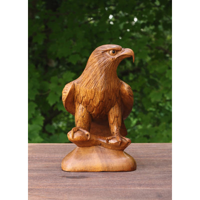 8" Wooden Handmade American Eagle Statue Handcrafted Figurine Sculpture Art Hand Carved Rustic Lodge Outdoor Home Decor Us Accent