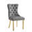 70" Glass Dining Table Set Of 7, Double U-Shaped Polished Stainless Steel Base, 10Mm Thick Tempered Glass Top And Velvet Upholstered Nailhead Chairs-413304895-413304868