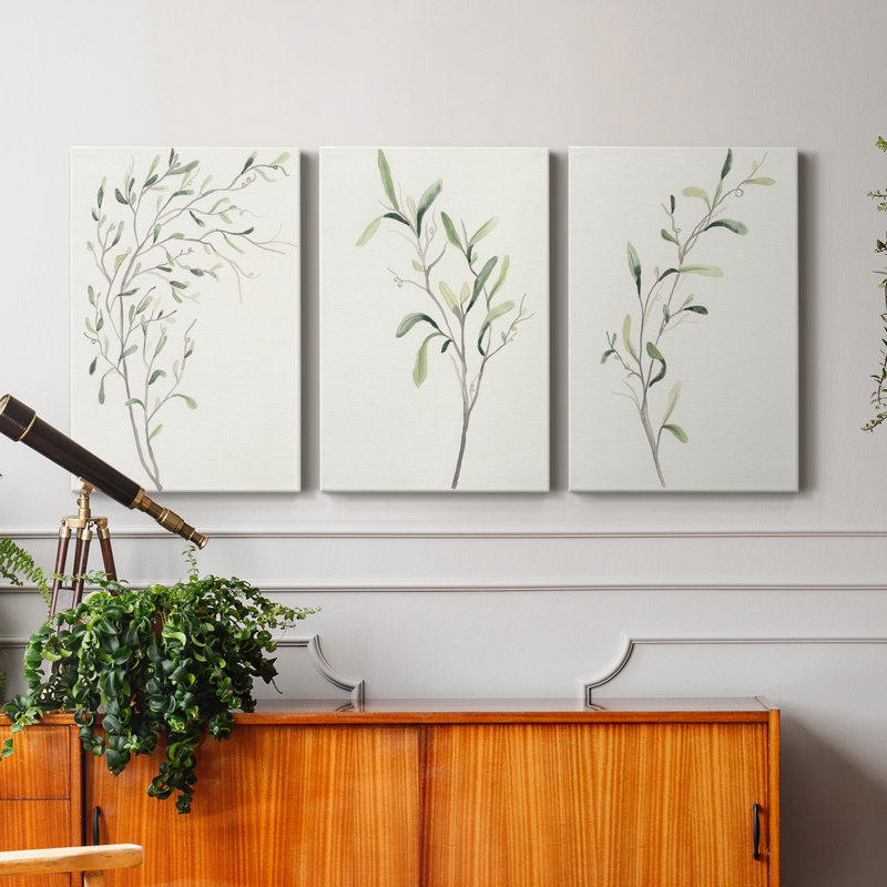 Toile tendue avec châssis Spindle Sprig II - prêt à accrocher, H 12 po x l 8 po x P 1 po