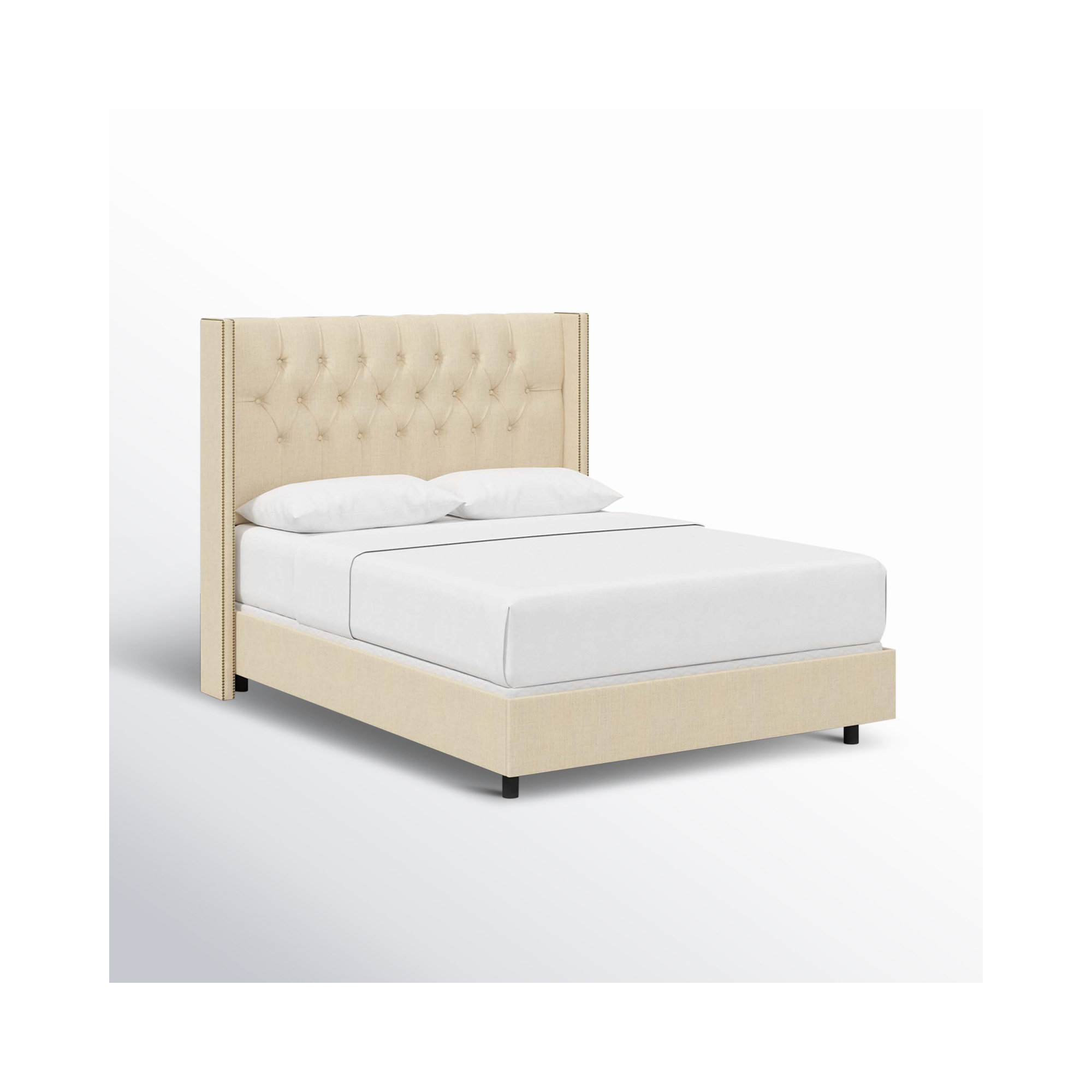 Breckin Upholstered Wingback Bed, Classic Linen Linen, Full