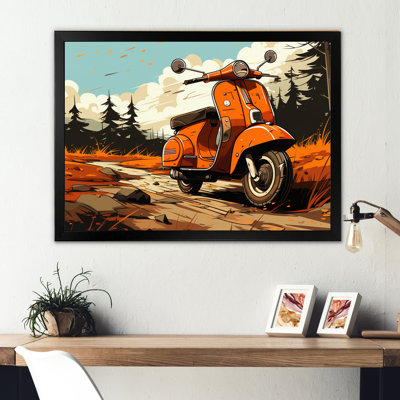 Coral Scooter In Country Retro, reproduction d'art sur toile