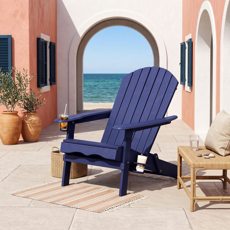 Chaise pliante avec porte-gobelets, Bleu
