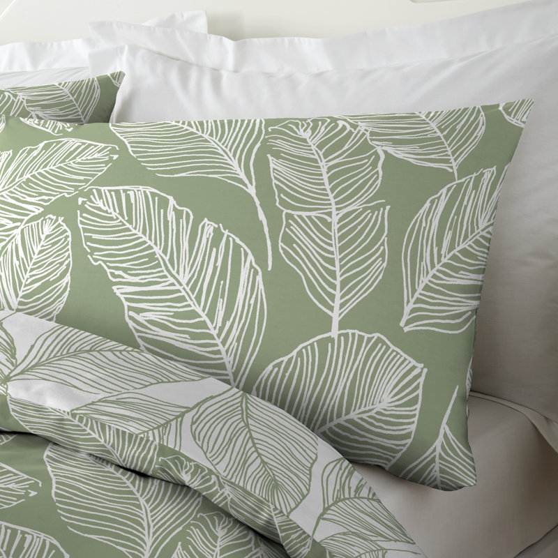Matteo Polyester Floral Duvet Cover Set with Pillowcases, Kingsize - 2 Standard Pillowcases, Green