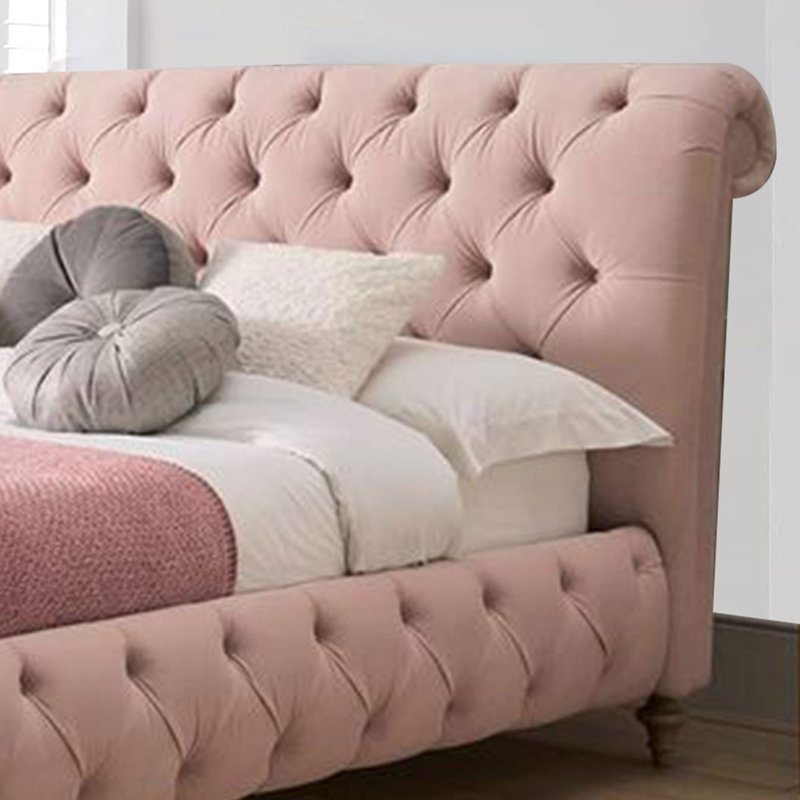 Upholstered Bed, Single (3'), Black Crush Velvet