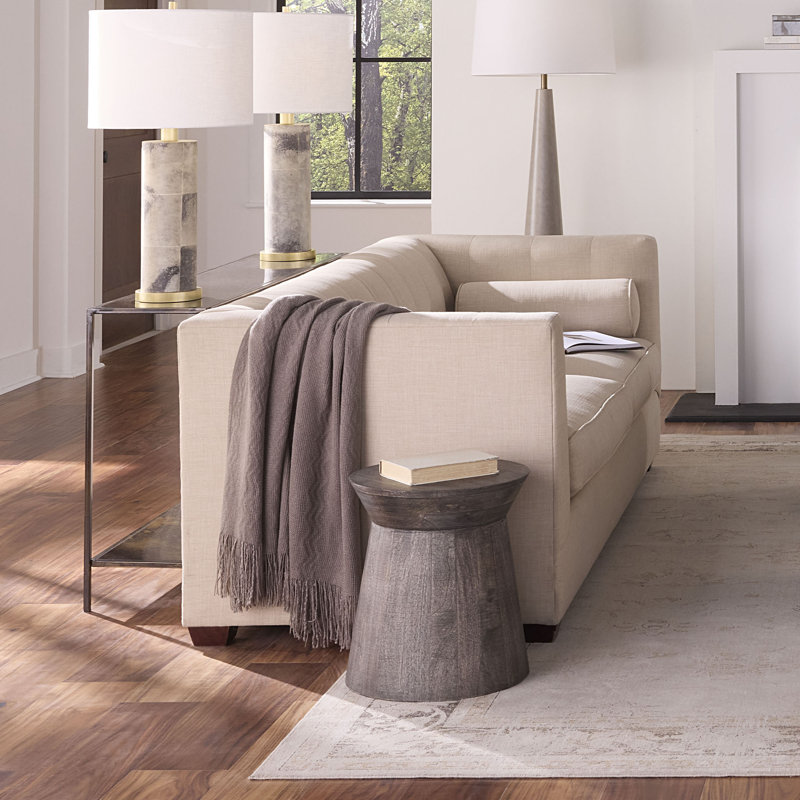 Porcini Wood Side Table, Gray Wash