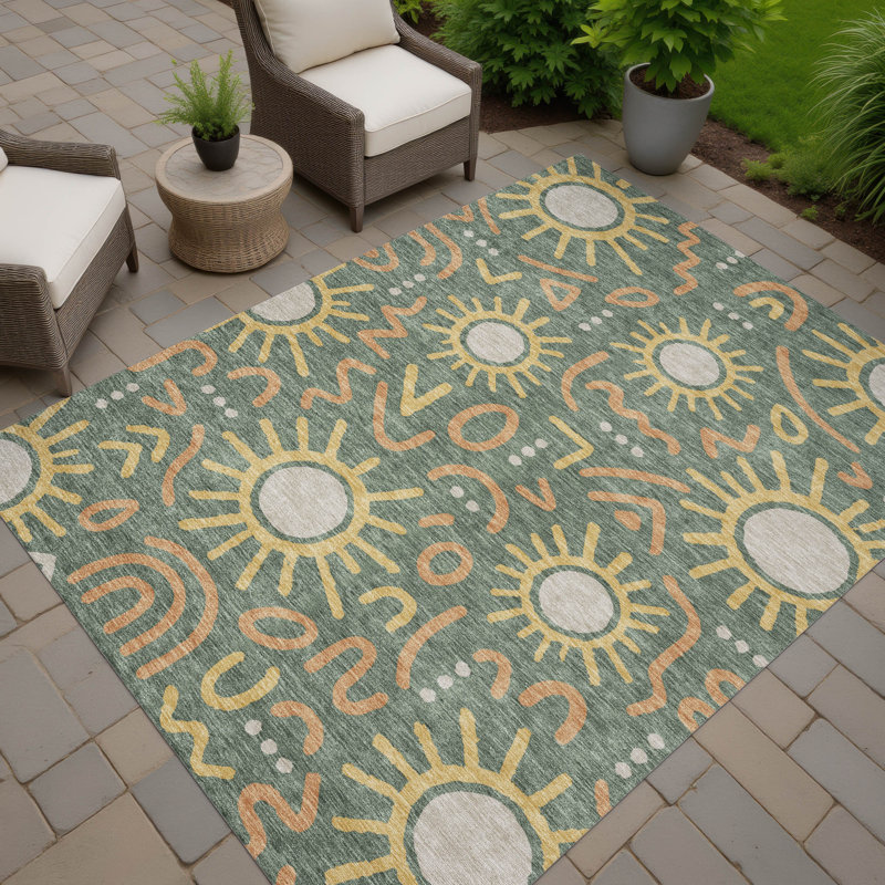 Machine Washable Indoor/Outdoor Chantille ACN2620 Bohemian Rug, Basil, 3' x 5'