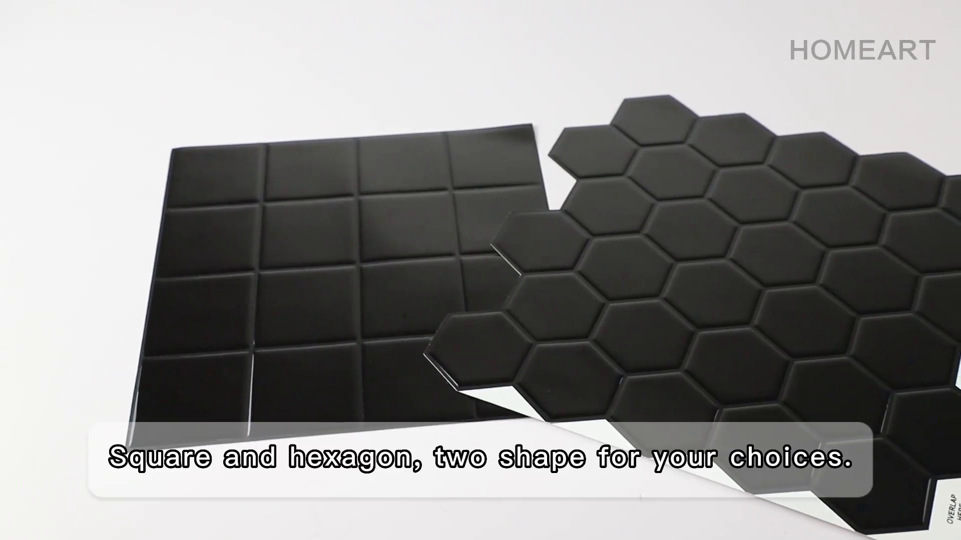 HOMEART Peel and Stick Mosaic Tile Black Hexagon Gel Backsplash 12