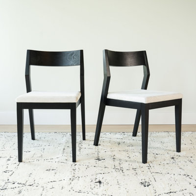 Modern Solid Wood Dining Chair with Upholstered Cushion (2 Pack)